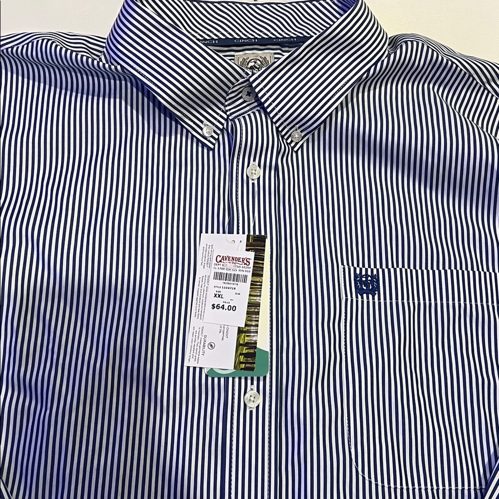 Cinch Men's Striped Print Tencel Long Sleeve Button-Down Western Shirt big tall - Picture 4 of 10
